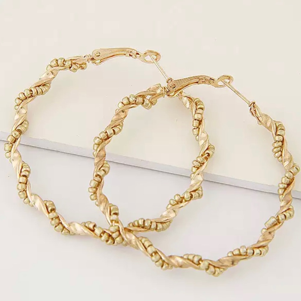 Gold Braided Hoop Earrings